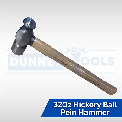 Ball Pein Hammer 32oz Drop Forged Steel Head Hickory Wooden Handle Tool Diy • £7.99