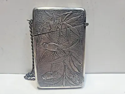 Vintage Silver Floral & Birds Etched Cigarette /  Business Card Case   6361/18 • $97