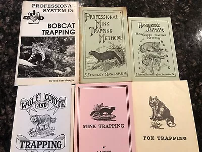 LOT Of 6 VINTAGE TRAPPING BOOKS/PAMPHLETS -COYOTE  WOLF FOX MINK BOBCAT EX • $19.99