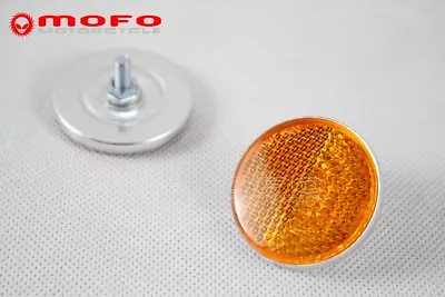 2Pcs Vintage Round Amber Rear Reflector UNiversal Motorcycle Bicycle Dirt Bikes • $4.94