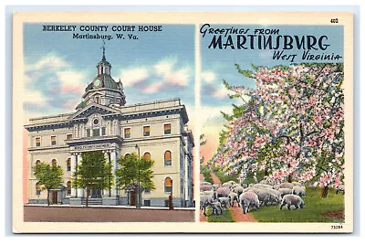 Postcard Berkeley County Court House Martinsburg WV Linen B16 • $2.99