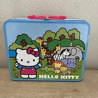 VINTAGE 2012 Pressman Sanrio HELLO KITTY Metal Tin Lunch Box Zoo Animals • $19.99