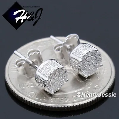 Men Women 925 Sterling Silver Icy Cubic Zirconia 6mm Round 3d Stud Earring*e179 • $19.99