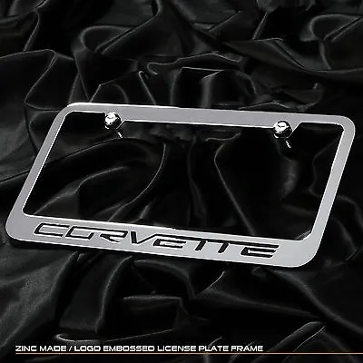 Embossed Corvette Chrome License Plate Frame Front Rear Chrome Zinc C4 C5 C6 C7 • $22.95