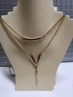 $7.99 • Buy 1928 Jewelry Art Deco Bar V Shape Pendant Gold Plated Necklace 30-34  New CA29