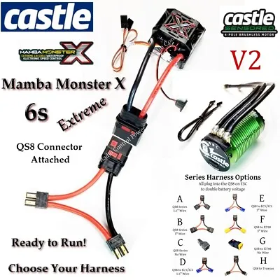 RCP-RTR Mamba Monster X 6s 2200kv V2 Motor Combo 1/6-1/7-1/8 Scale QS8 Attached • $309.99