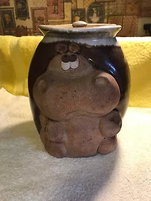 Stoneware 3D Hippo Hippapatomas Cookie Jar 9  Studio Art Pottery Quirky Retro • $54.99