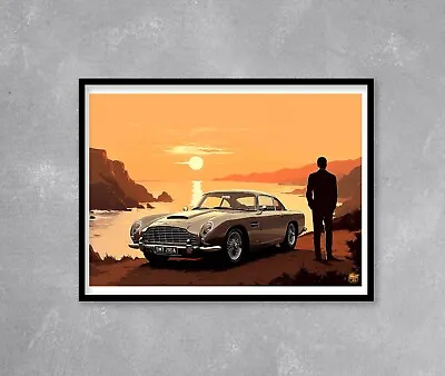 James Bond Aston Martin DB5 Print - Wall Artwork Gift Movie Car Poster Art 007 • $39.46