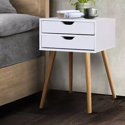 Artiss Bedside Table 2 Drawers - BODIE White • $48.11