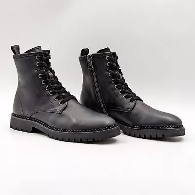 All Saints Whitmore Black Leather Combat Boots Size Men 7.5 Women 9 EUR 40 • £217.16