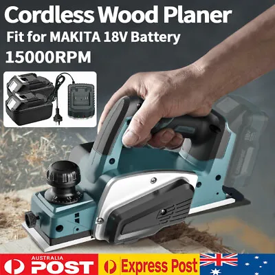 Cordless Electric 82MM Wood Planer Woodworking Handheld Plane Li-ion Battery 18V • $49.99