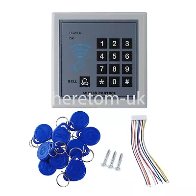 Electric Lock RFID Door Access Control Controller System Kit + 10 Key Fobs Tags • £15.82