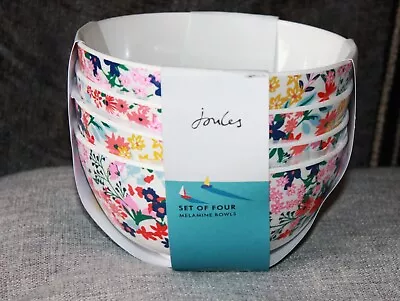 BNWT JOULES Set Of 4 Melamine Snack Happy Flowers Outdoor Dining Picnic Bowls • £19.99