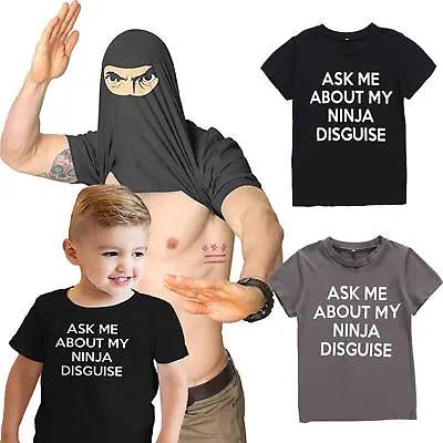 Fun Ninja Disguise T-Shirt Martial Arts Tee Top Karate Costume Kids & Adults • $10.89