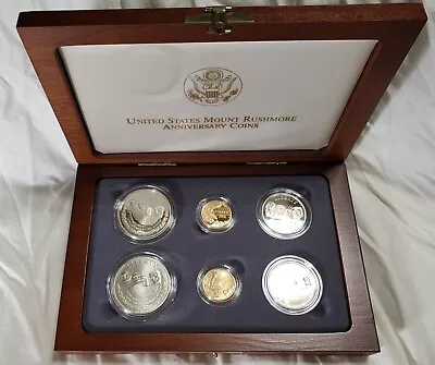 1991 Proof & Uncirculated Mount Rushmore Anniversary Gold & Silver 6 Coin Set • $1275