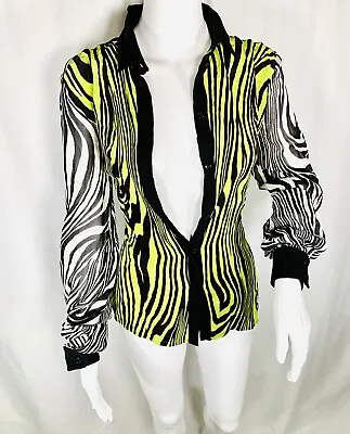 Versace Collection Two Toned Zebra Print Button Down Blouse Size 44 • $278