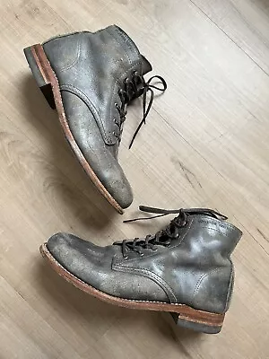 Wolverine 1000 Mile Lace Up Gray Metallic Leather Hand Made USA Boots 8.5 • £91.47