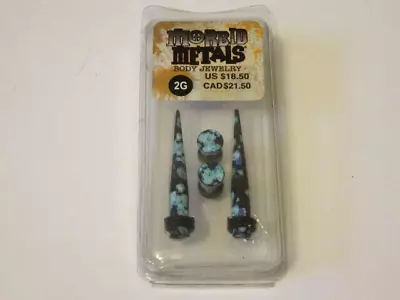 New MORBID METALS 2G Body Jewelry 9TPR Mint Black Floral Print 4PK MSRP US$18.50 • $5