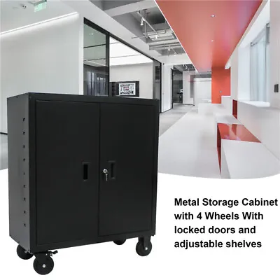 $120.59 • Buy Rolling Metal Storage Cabinet With Locking Door And Adjustable Shelves