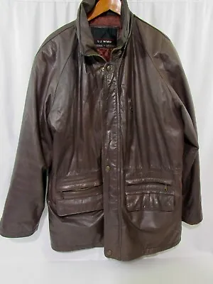 U2 Wear Me Out Leather Jacket Size L Multi Pocket Brown Insulated Quilted  • $38.25