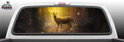 $90.75 • Buy Deer Buck Stag Forest Fire Perf Perforated Window Graphic Decal SUV Car Truck