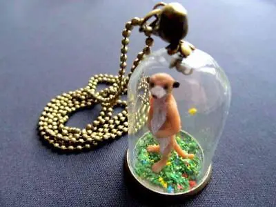 Meerkat Glass Bell Necklace Miniblings 31 1/2in Prairie Dog Dome Glass Do • $43.11