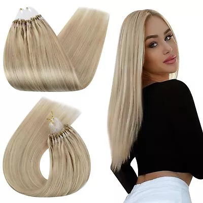 Ugeat Micro Link Hair Extensions Human Hair Ash Blonde Highlight Micro Loop H... • $87.75