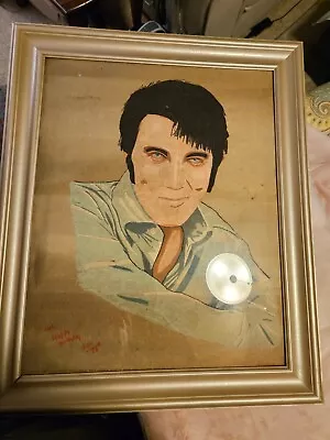 Elvis Presley Fabric Wall Hanging 1978  Art Handmade & Hand Painted Very Rare Gc • $145.28