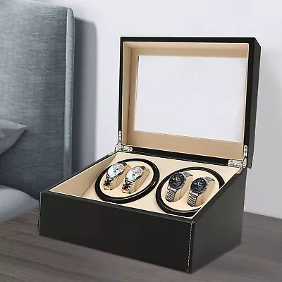 4+6 Luxury Automatic Rotation Watch Winder Leather Storage Case Display Box Gift • $61.44