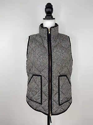 J. Crew Puffer Down Vest Jacket Waterfowl Feather Herringbone Pattern - Size M • $39.99