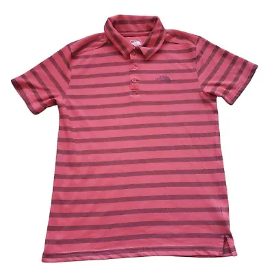 Men’s The North Face Flash Dry Logo Polo Shirt Red Striped Men's Size Medium • $24.94