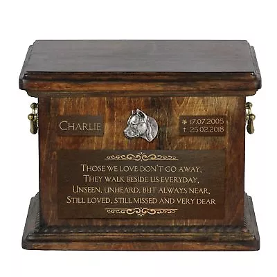 Amstaff 2 - Urn For Dog’s Ashes With Relief And Sentencehigh QualityArtDog AU • $181.81