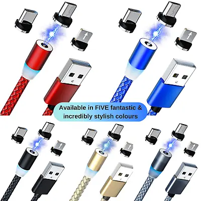 £3.95 • Buy 3 In 1 Magnetic 3A Fast Charging USB Cable Phone Charger IOS Micro USB Type-C