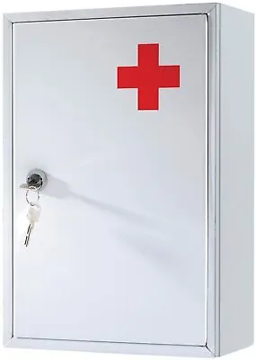 Wall Mount First Aid Medical Medicine Metal Steel Cabinet Box Lockable Case Box • £39.99