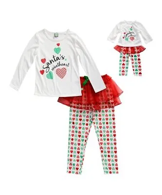 Girl 3-8 And Doll Matching Santa Christmas Tutu Pajamas Ft Outfit American Girl • $25.99
