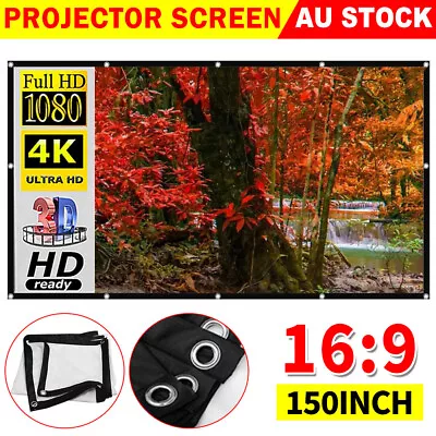 $22.85 • Buy 150  16:9 Projector Screen Electric Motorised Projection 3D Home Cinema Foldable