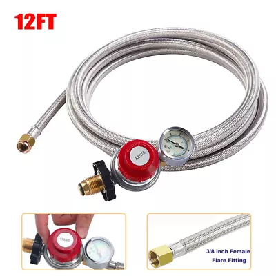 12ft High Pressure Adjustable Propane Gas Regulator Hose Indicator Stainless US • $33