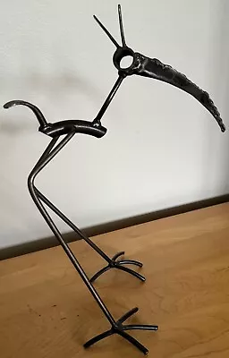 Vintage Metal Bird Stork Sculpture Modern Art Object SHOEmaker Mid Century MCM • $275