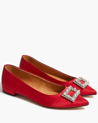 J.Crew Factory Pointy-toe Crystal Flats Color Red  Size 9.5 ( See Description) • $22.80