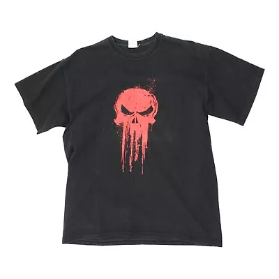 The Punisher Skull Logo Mens Black Tshirt | VTG Marvel Comics Antihero • £25