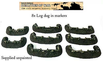 15mm Wargames Terrain 8x Unique Log Dug-in Markers • £9