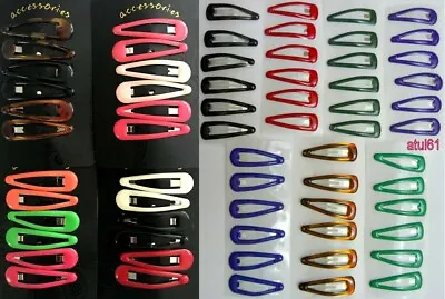 6 Big Black Colours Hair Clips Slides Grips Girl Girls FASHION SNAP Accessories • £1.69