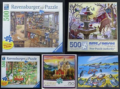 5 Ea. 500-750 Pc. Puzzles Ravensburger-Buffalo-Bits & Pieces-Springbok Complete • $24