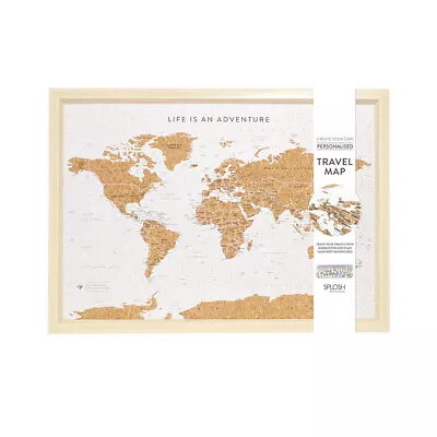 Travel Map Framed Cork Board Around The World Places Tour W/ Hook & Stand Small • $52