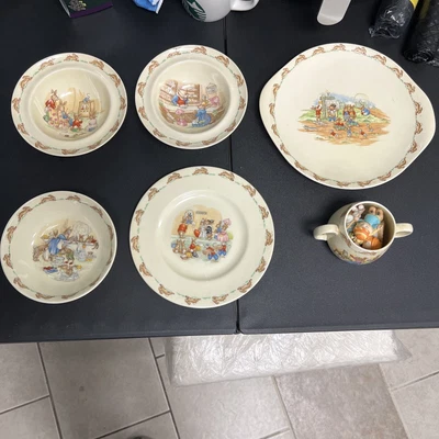 $60 • Buy Vintage Royal Doulton BUNNYKINS Artist 6 Piece Child's Set