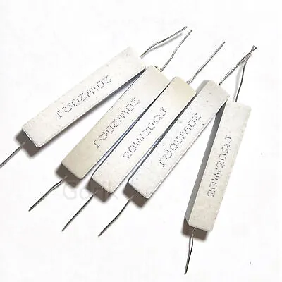 5pcs 20W 20 Ohm 20RΩJ 20 Watt Axial Ceramic Cement Power Resistor 20W20ΩJ • $9.44