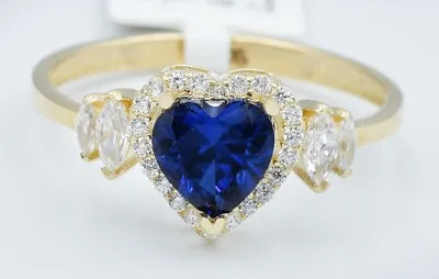 LAB CREATED AAA 0.87 Cts TANZANITE  & WHITE SAPPHIRE RING 14K GOLD -New With Tag • $0.99