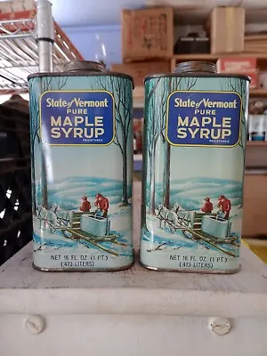 Two Identical Vermont Maple Syrup Cans 1 Pint New Old Stock  • $15