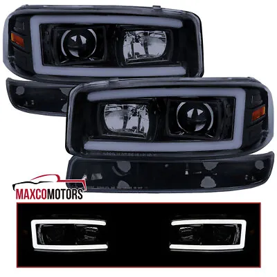 Smoke Projector Headlights+Bumper Lamps Fits 1999-2006 GMC Sierra Yukon LED Tube • $204.74