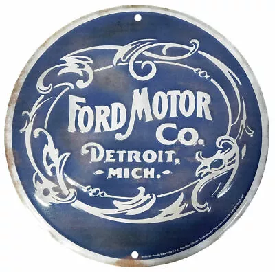 Ford Motor Co. Detroit Mich. Blue Vintage Round 12  Diameter Metal Plate Sign • $17.76